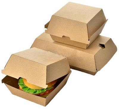 China Custom Disposable Hamburger Box Corrugated Cardboard Food Grade Food Packaging Square Hamburger Box for sale