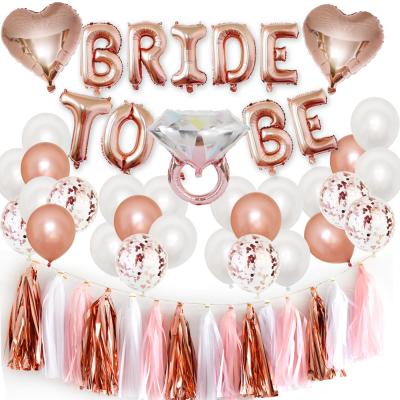 China Bridal Party Bachelorette Party Decoration Prebridal Bride To Be Simple Rose Gold Party Latex Balloon Set for sale