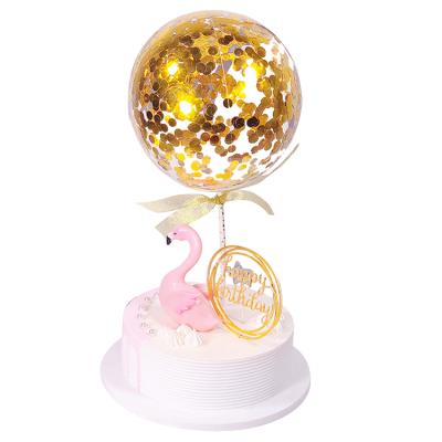 China Festival Decoration Happy Birthday Party Supplies Wedding Cake Decoration Sequin Balloon Cake Topper for sale