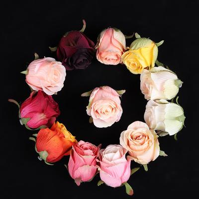 China Events Decoration Artificial Flowers Head Rose Flower For Wedding Home Silk Decoration Fake Flowers DIY Garland Scrapbook Supplies for sale