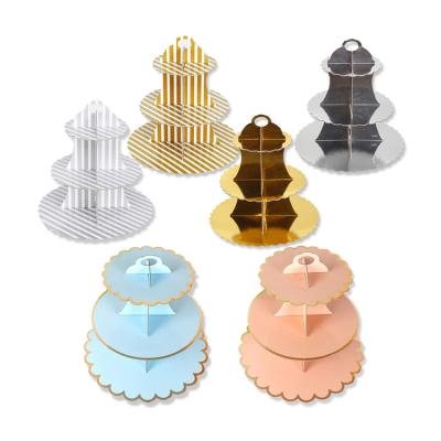 China Wholesale festival decoration gold foil paper cake stand set cake stand pull flag birthday wedding for sale