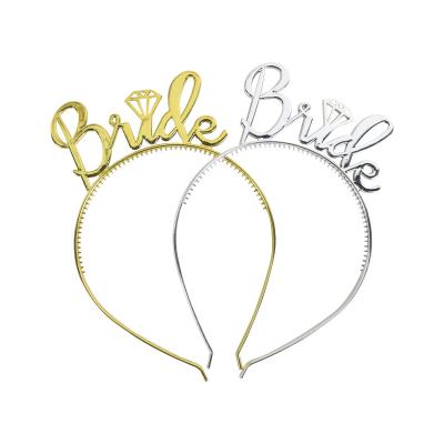 China Wedding New Gold Letters Bride Bridesmaid Decoration Fashion Letters Plastic Headband Wholesale Cheap Headband Wedding for sale