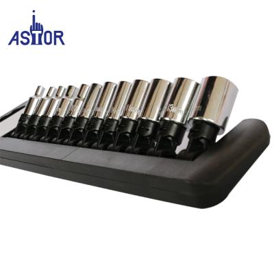 China 12Pcs Chrome Vanadium Mirror Finish Auto Socket Wrench Tool Kit for sale