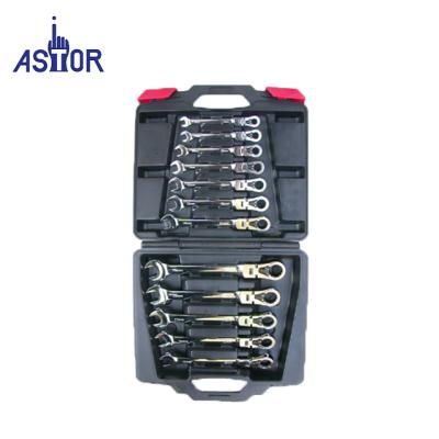 China Flexible Reversible Chrome Vanadium Steel 12 Pcs Ratchet Wrench Tool Kit for sale