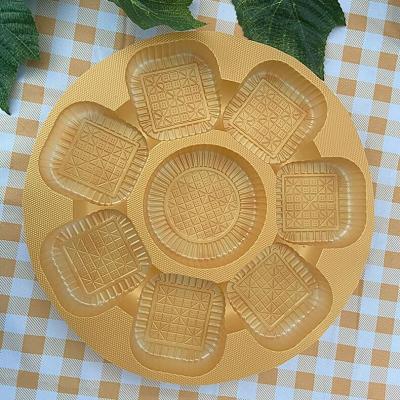 China 100% custom food grade 8 hole PET gold mooncake plastic packaging container tray boxes for sale