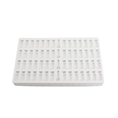 China Disposable Custom Plastic Cosmetic Sample Packaging Blister Tray Rectangle Flocking Eco-friendly Tray White PS Flocking Insert Flocking Tray for sale