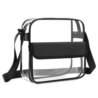 China Hot Selling Waterproof/High Quality Transparent PVC Sports Waist Shoulder Bag Cross Body Waterproof Clear Messenger Bag for sale