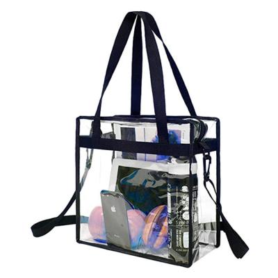 China Low MOQ Waterproof Custom Clear Zipper Transparent Black See Through Tote Bag PVC Cross - Body Bag for sale