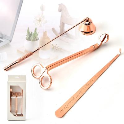 China Embroidery 3 Pieces Rose Gold Candle Trimmer Candle Sniffer Candle Care Accessory Set Tool for sale