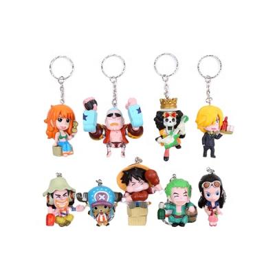 China 3D MODEL Anime Cartoon Toy Key Chain One Piece Soft PVC 3D Key Chain for sale