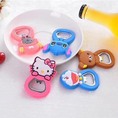 China OEM 2d Manufacturer Bottle Opener Beer Opener Household Cartoon Silicone Wine Stocked Opener With Magnetic for sale