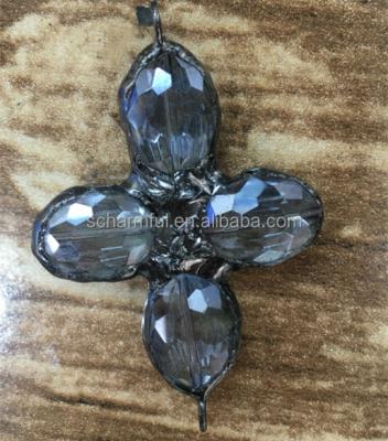 China BOHEMIA NP210327 Black Blue Welded GunMetal Crystal Flower Solder Pendant Clear Crystal Pendant for sale