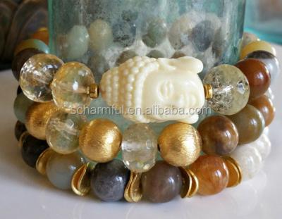 China ST0035-3 Vintage Crystal Rhinestone Bracelet Amazonite Bead Mala Bracelet Boho Chic for sale