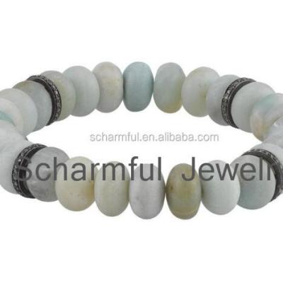 China Other SL305 Amazonite Gemstone Beads Bracelet Stretch Bracelet Pave Beads Bracelet for sale