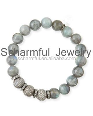 China Vintage ST00303 BOHO Beach Labradorite Beads Bracelet Stretch Bracelet Pave Beads Bracelet for sale