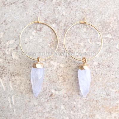 China BOHEMIA Clear Quartz Crystal Point Women Hoop Earrings SE019935 Boho for sale