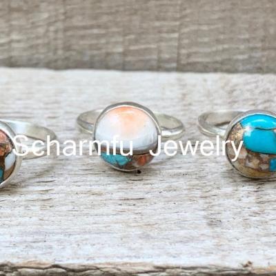 China RS22136 BOHEMIA Silver Plated Turquoise Round Women Ring for sale