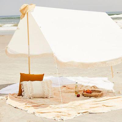 China Fashionable Outdoor Beach Canopy Outdoor Beach Canopy Pole Shade Shelter Camping Wooden Umbrella for sale