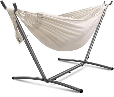 China Large Double Hammock Camping Swing Cotton Hammock Contemporary Fast Delivery Outdoor Portable Hanging Chair Hammock With Iron Stand for sale