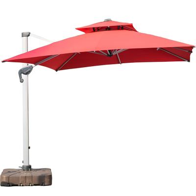 China 10ft Contemporary Cantilever Patio Umbrella, Square Hanging Outdoor Offset Umbrella 360 Rotation for Market Garden Pool with Cross Base for sale