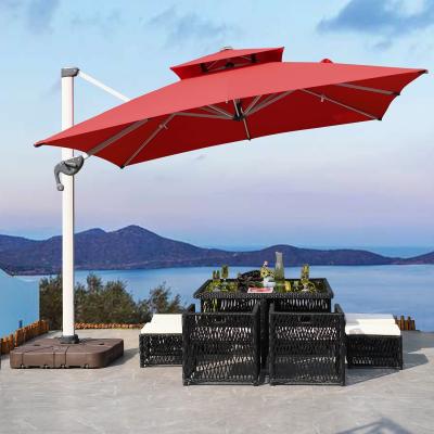 China Contemporary Outdoor Square Large Offset Patio Umbrella Heavy Duty Hanging Hanging Cantilever Umbrella 360 Rotation Cantilever Umbrella Outdoor for sale