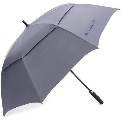 China Golf Promotion Fiberglass Car Stick Auto Open Umbrella Double Canopy Large Windproof Cloth Umbrella CLASSIC For Outdoor Use for sale