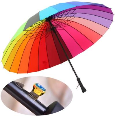 China 16 Ribs Promotion Logo Golf Umbrella Windproof Custom Large Rainbow Multicolor Strong Windproof Golf Umbrella Colorful for sale