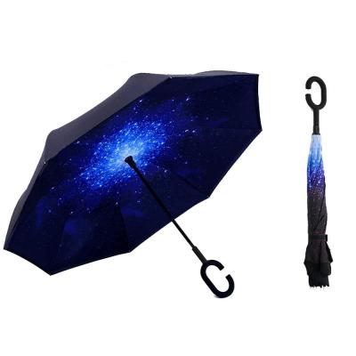 China Wholesale Reverse Shape Material Handle Umbrellas C Pongee Umbrella Modern Inverted Foldable Umbrella For Car Use for sale