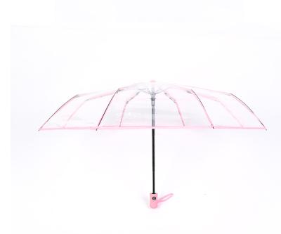 China Children In Folding Portable Automatic Open Cheap Transparent Rain Umbrella Child Running Clear PVC 21 Inches for sale