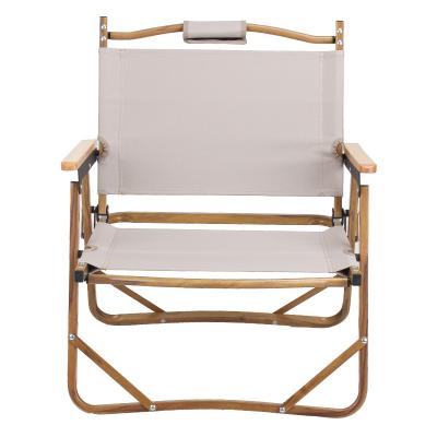 China Outdoor Folding Aluminum Beach Grain Kermit Chair Detachable Wood Backpack 600D Oxford Kermit Chair Metal Camping Chair With Bag for sale