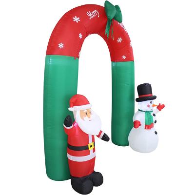 China Inflatable Christmas Arcade Decorations Waterproof 8 Feet - Large Led Lights With Santa And Snowman Explosion Arcade For Christmas for sale