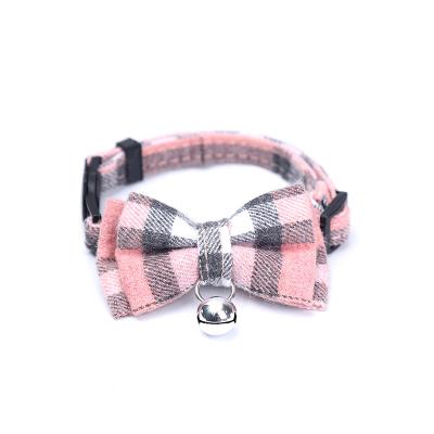 China Wholesale Pet Supplies Collar Bowknot Bell Collar Cat Plaid Collar Lights for sale