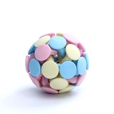 China New Arrival Cats Macaron Colors Dog Toy Ball Durable TPR Dog Toy With Bell Ringer Training Pet Toy Wholesale for sale