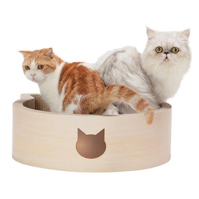 China Cats Cat Head Shaped Durable Cardboard Cat Furniture With Cat Work Area Cardboard Scratcher Bed for sale