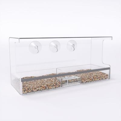 China Viable Transparent Bird Food Feeder Wall Mounted Bird Seed Feeder IDBF011 for sale