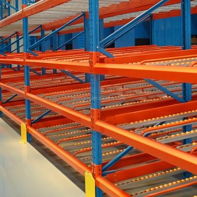 China Multilevel Metal Warehouse Rack System Corrosion Protection Frame Type Roller Traverse Racking Shelving Unit for sale