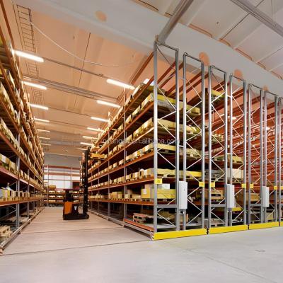 China Heavy Duty Corrosion Protection 2023 High Density Electric Moving Warehouse Pallet Racking For Storage System for sale