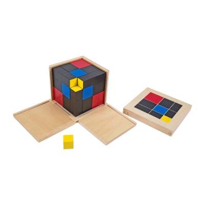 China High Quality Mathematics Toy Montessori Teaching Material Wooden Beech Safety Trinomial Cube for sale