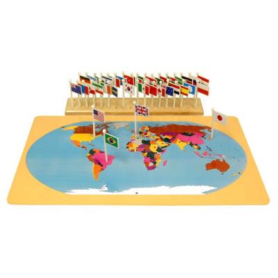 China Geography Kids Eco-friendly Material Scientific Montessori Wooden Preschool Flags And Cultural Teaching Materials Of The World Toys for sale