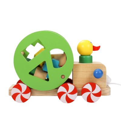 China Fun Educational Wooden Animal Car Kids Toys Moving Toys For Toddler for sale