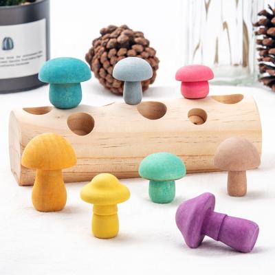 China Eco-friendly baby toys sample montessori Zhejiang OEM baby mushroom educational nordic wooden toys 6 months available for sale