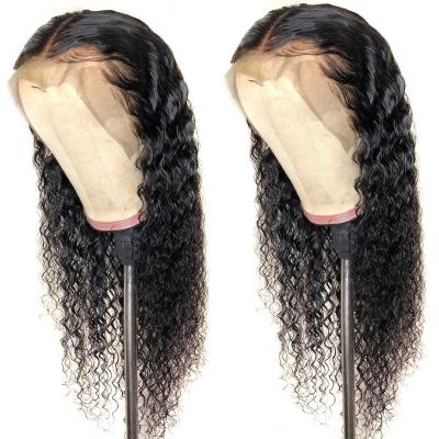 China 2021 Water Wave Style Virgin Peruvian Young Woman Mink Hair Straight Deep Wave 13X4 Lace Wig Pre Plucked Invisible Lace Frontal Wig for sale