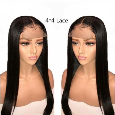 China Silky Straight Wave Hair Natural Straight Wigs Wave 150% 180% 4x4 Lace Closure Wig Wholesale Silky Straight 4x4 Cuticle Closure 200% Vendors 100%Aligned Wig for sale