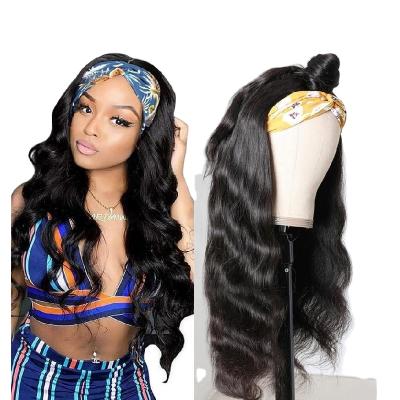 China High Quality Cheap Body Wave No Glue Afro Body Wave Headband 100% Chinese Hair Lace Front Wigs For Black Women for sale