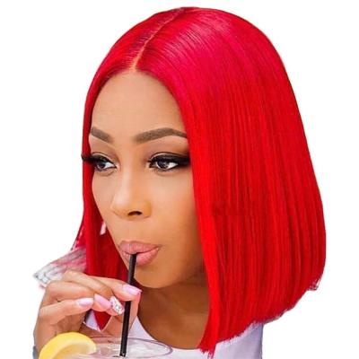 China Wholesale Brazilian Silky Straight Virgin 8-14 Inch Short Straight Red Swiss Hair 13*4 Lace Front Wig For Black Women for sale