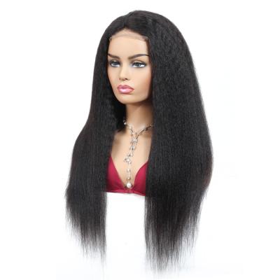 China Jerry Curl New Arrival Brazilian Virgin Hair Yaki Straight 4*4 Lace Closure Wig , Grade 10A Cuticle Aligned Hair Lace Front Wigs Wholesale for sale