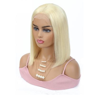 China Body Wave 613 Blonde 4x4 8-14 Inch Lace Lead Straight Wig For Brazilian Short Hair Color Women Virgin Red Short Bob Wig for sale