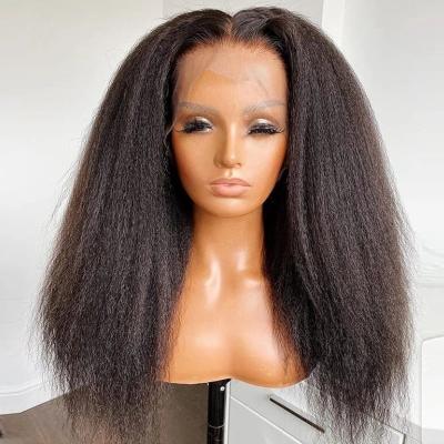 China Body Wave Long HD Sheer Lace Front Wig Yaki Kinky Straight Pre Plucked 180% Density for sale