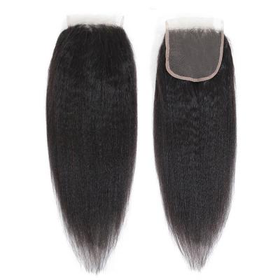 China Straight Yaki Human Hair Cuticle Aligned 5x5 Lace Closure Virgin Brazilian Yaki Hair Extensions for sale