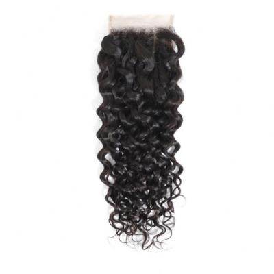 China Brazilian Water Wave 4x4 Lace Closure Hair Extensions Cuticle Aligned Virgin Hair for sale